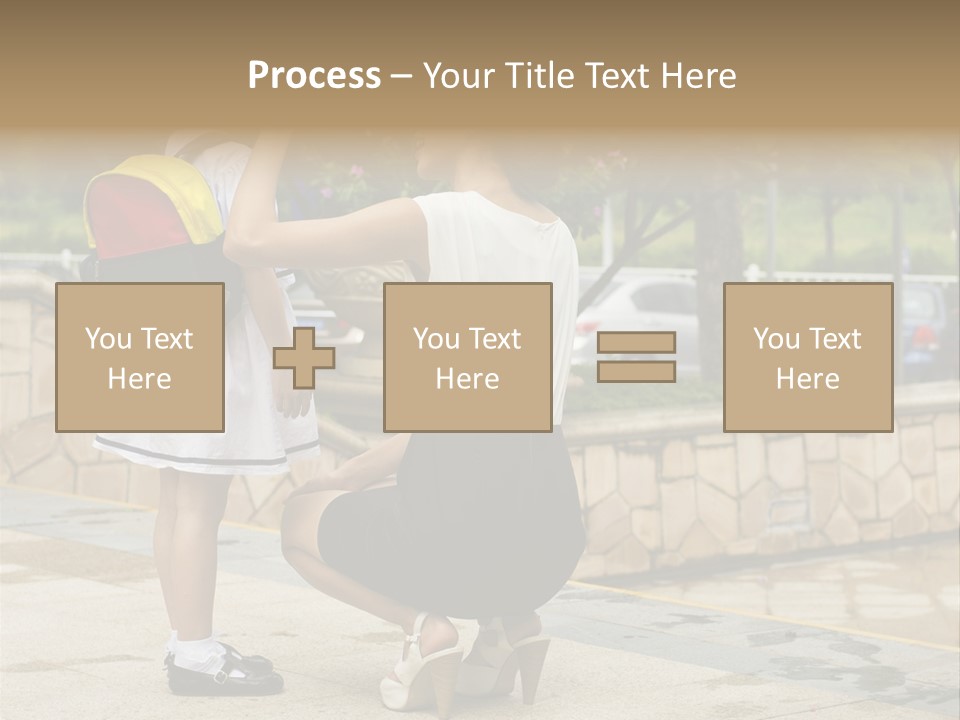 A Woman Kneeling Down Next To A Little Girl PowerPoint Template