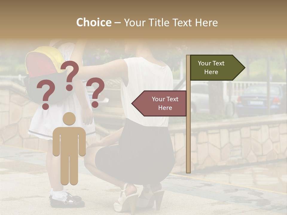 A Woman Kneeling Down Next To A Little Girl PowerPoint Template