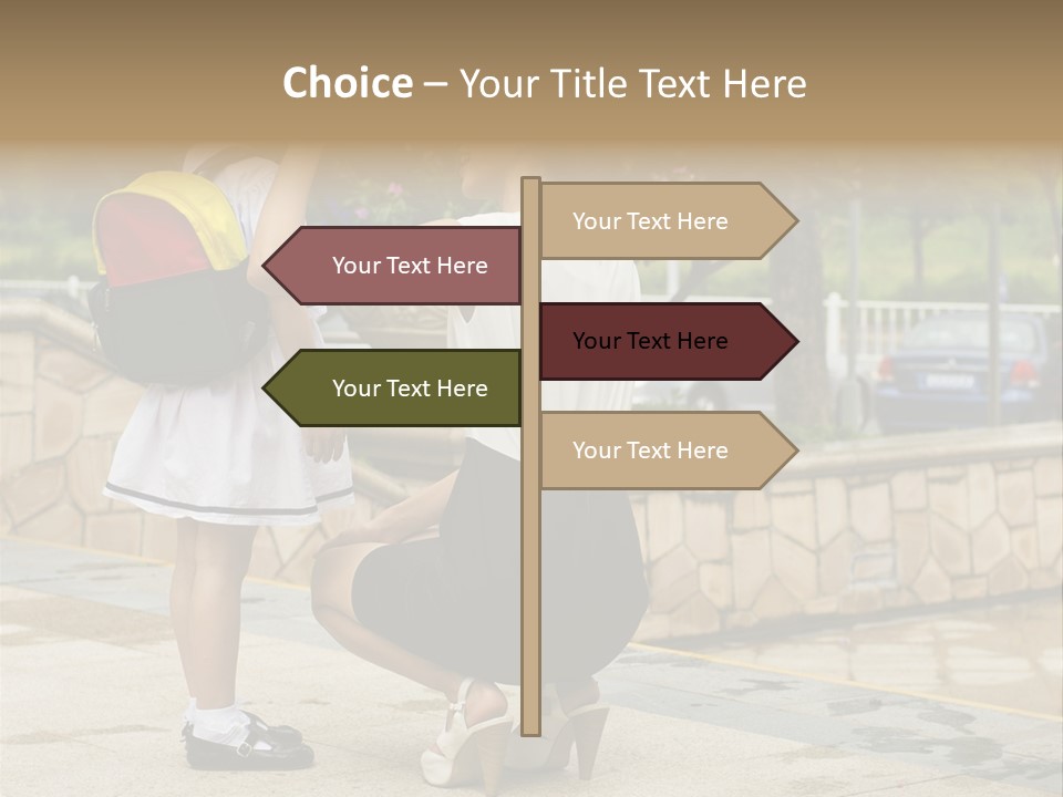 A Woman Kneeling Down Next To A Little Girl PowerPoint Template