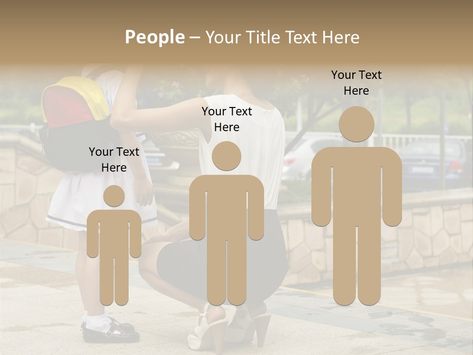 A Woman Kneeling Down Next To A Little Girl PowerPoint Template