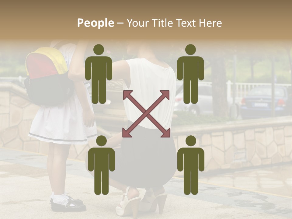 A Woman Kneeling Down Next To A Little Girl PowerPoint Template