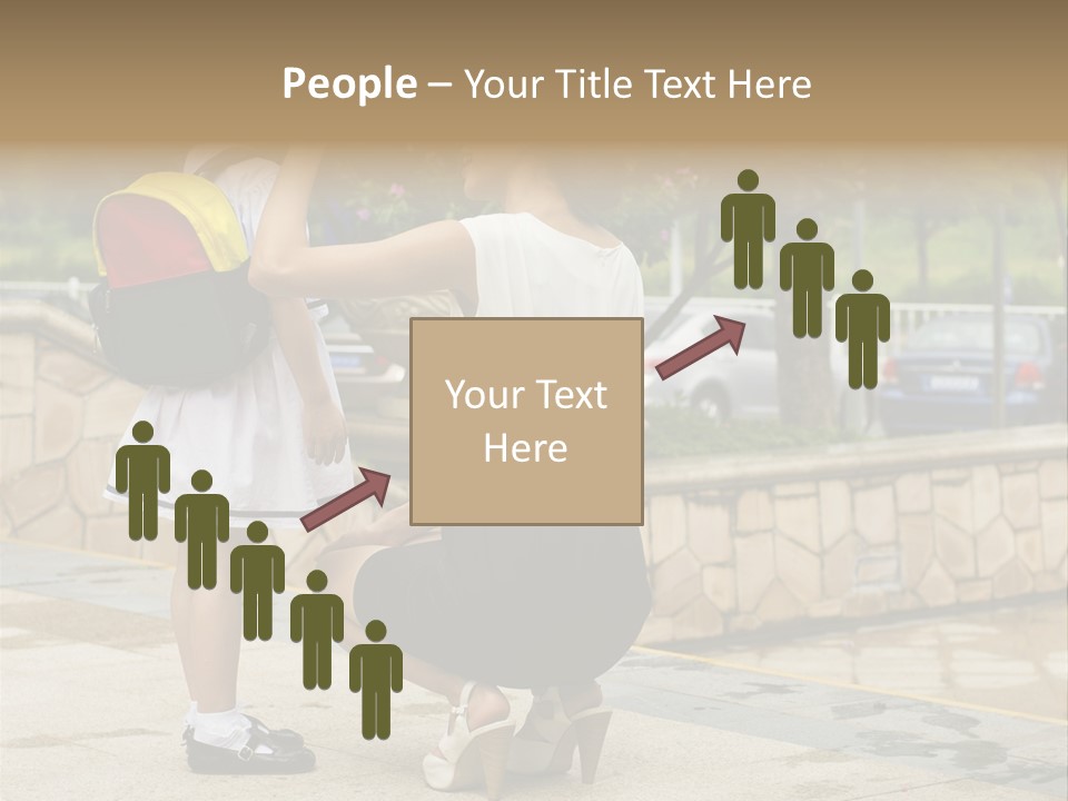 A Woman Kneeling Down Next To A Little Girl PowerPoint Template