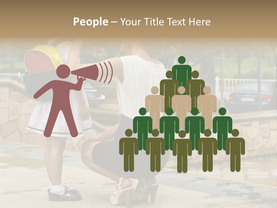 A Woman Kneeling Down Next To A Little Girl PowerPoint Template