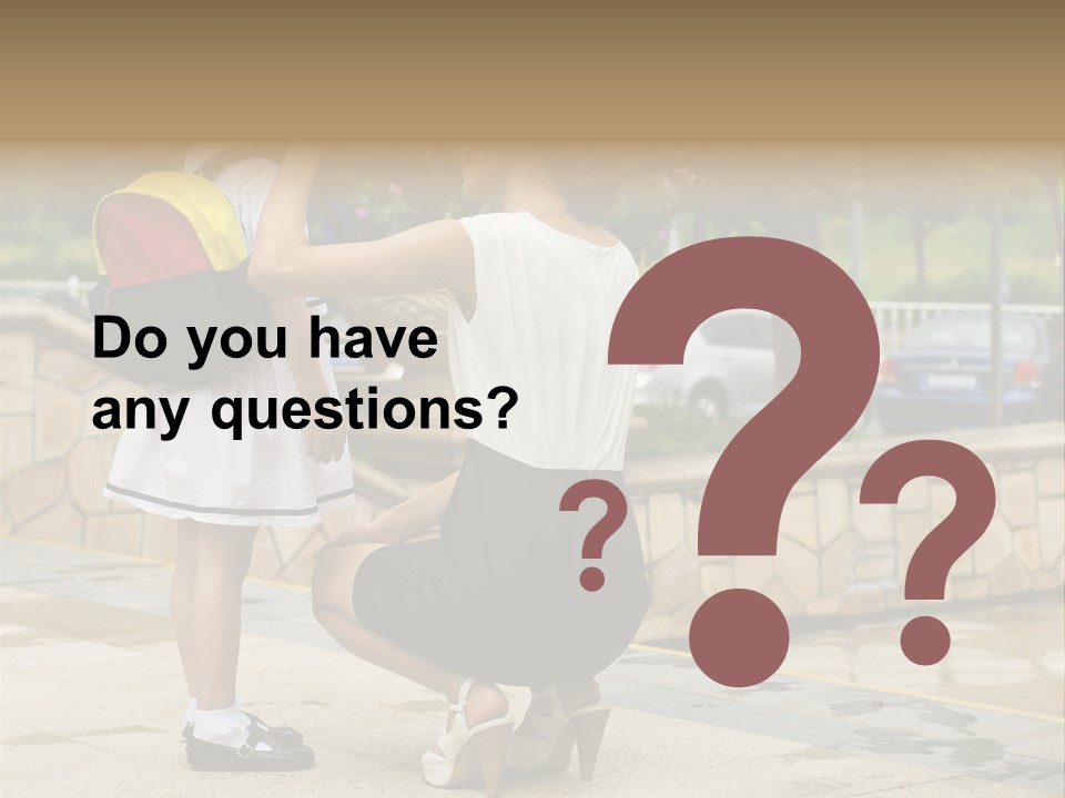 A Woman Kneeling Down Next To A Little Girl PowerPoint Template