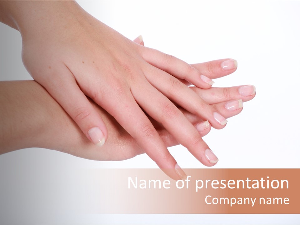 Two Hands Holding Each Other With A White Background PowerPoint Template