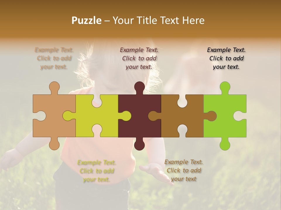 Two Children Are Playing In A Field Of Grass PowerPoint Template