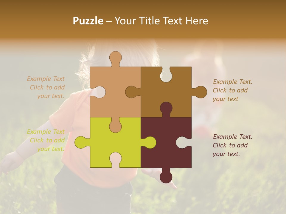 Two Children Are Playing In A Field Of Grass PowerPoint Template