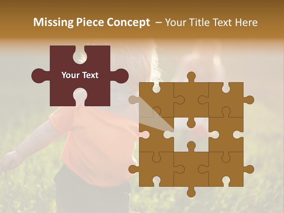 Two Children Are Playing In A Field Of Grass PowerPoint Template