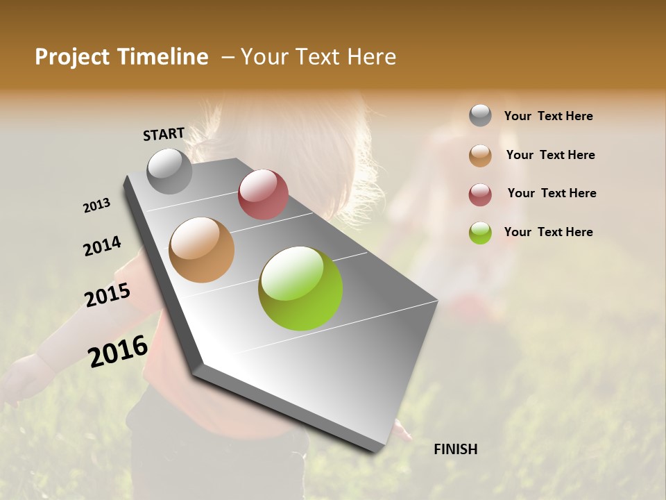 Two Children Are Playing In A Field Of Grass PowerPoint Template