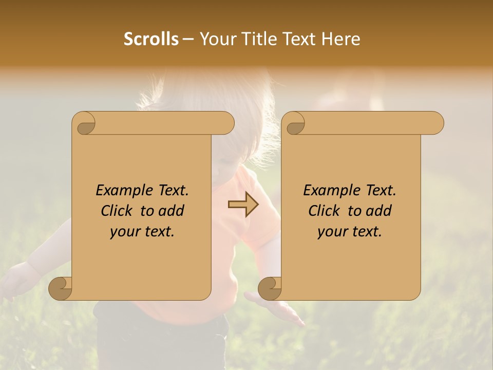 Two Children Are Playing In A Field Of Grass PowerPoint Template