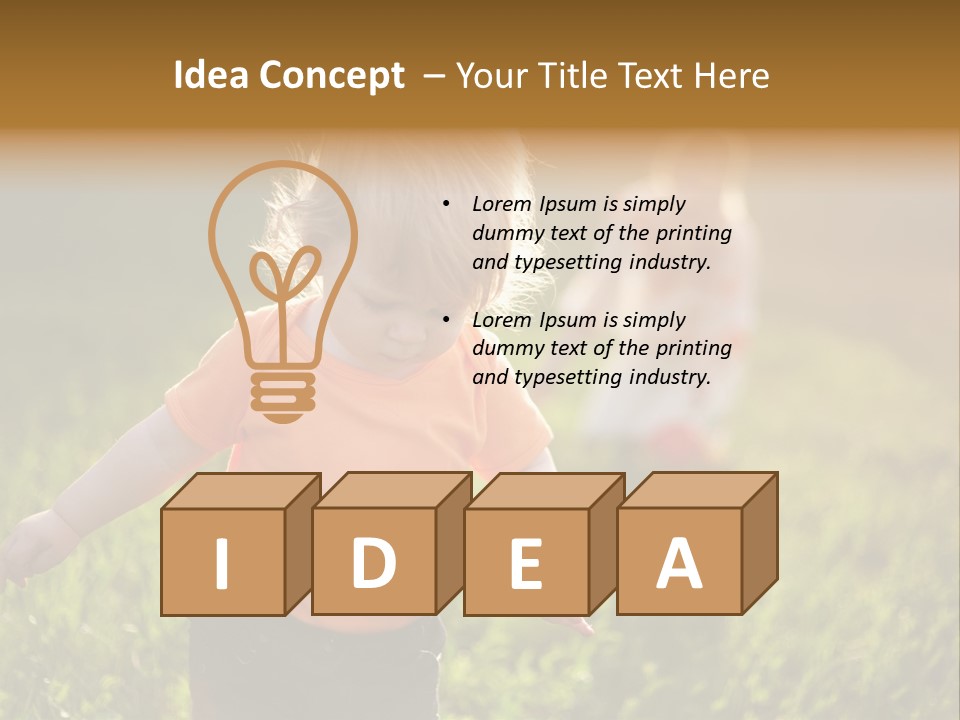 Two Children Are Playing In A Field Of Grass PowerPoint Template