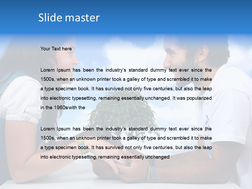 A Man And A Woman Holding A Bonsai Tree PowerPoint Template