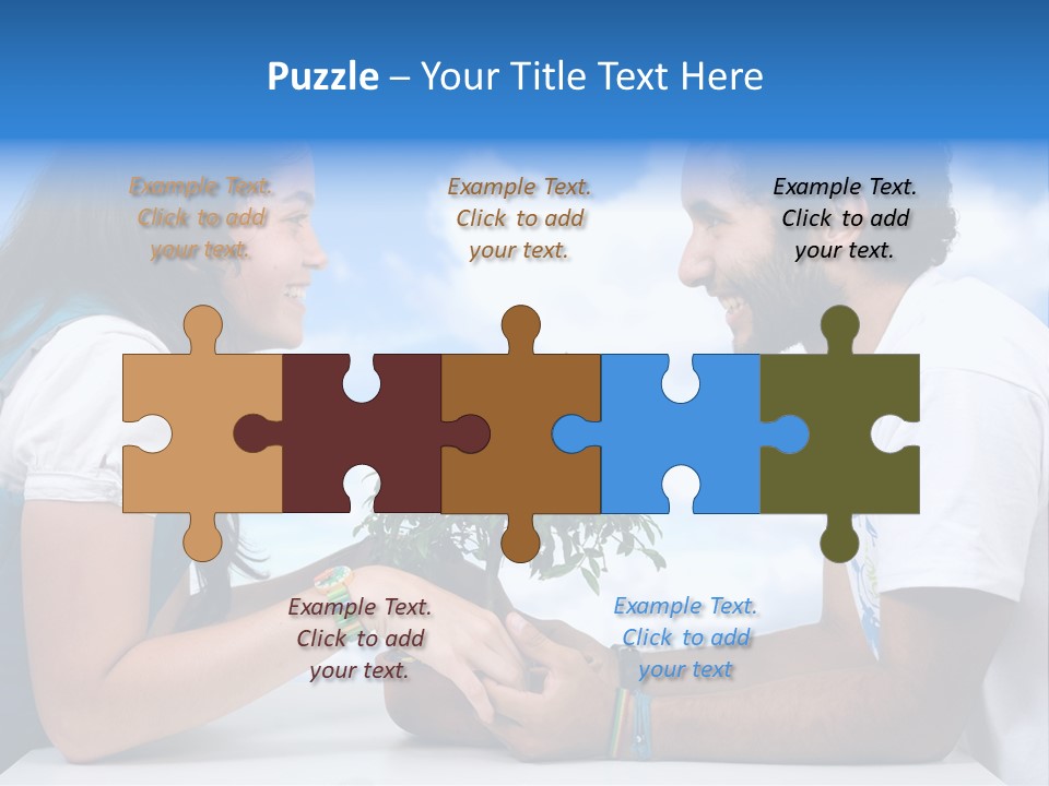 A Man And A Woman Holding A Bonsai Tree PowerPoint Template