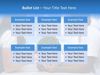 A Man And A Woman Holding A Bonsai Tree PowerPoint Template