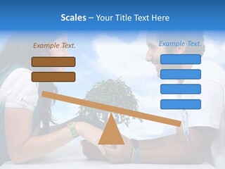 A Man And A Woman Holding A Bonsai Tree PowerPoint Template