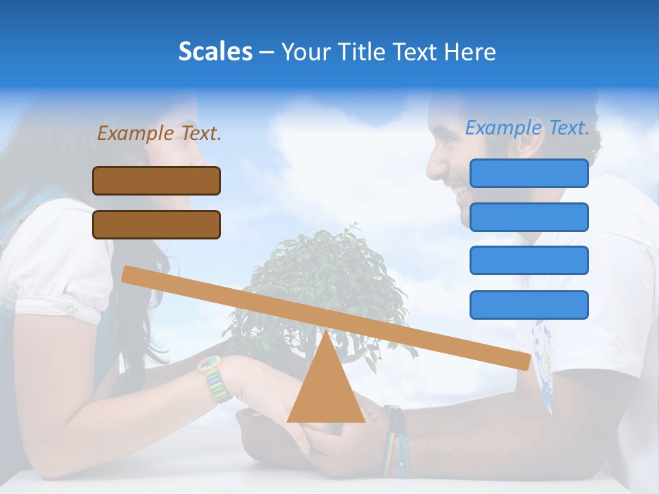A Man And A Woman Holding A Bonsai Tree PowerPoint Template