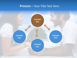 A Man And A Woman Holding A Bonsai Tree PowerPoint Template