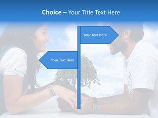 A Man And A Woman Holding A Bonsai Tree PowerPoint Template