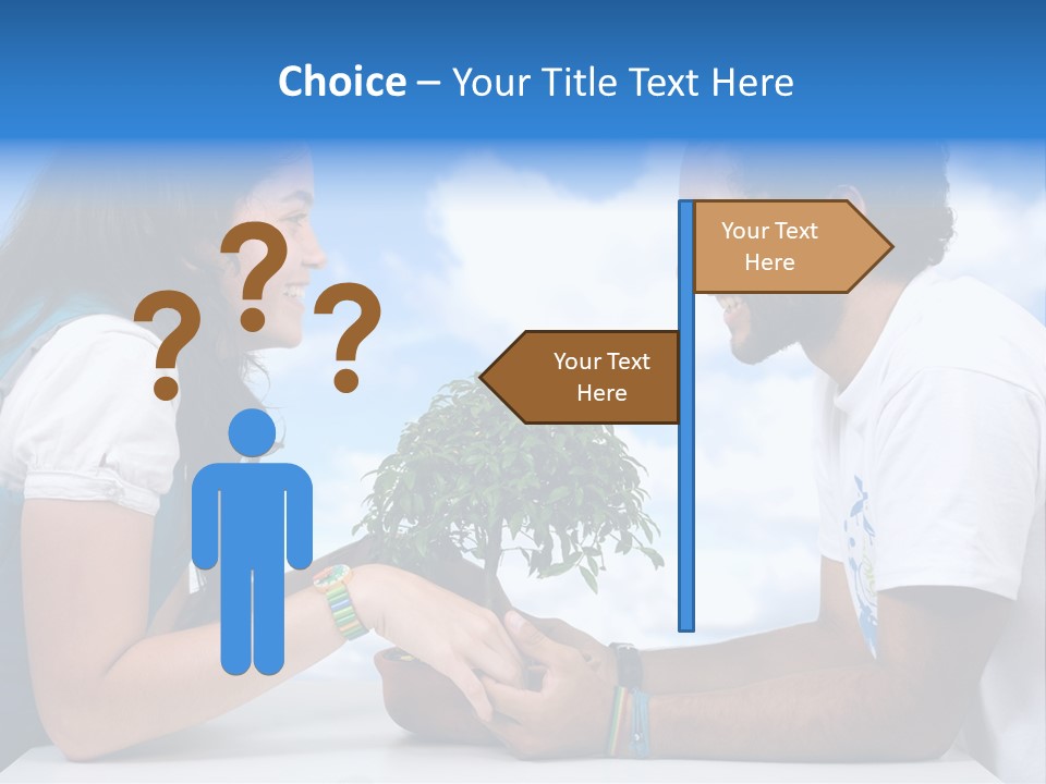 A Man And A Woman Holding A Bonsai Tree PowerPoint Template