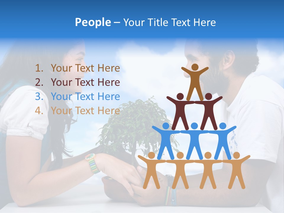 A Man And A Woman Holding A Bonsai Tree PowerPoint Template