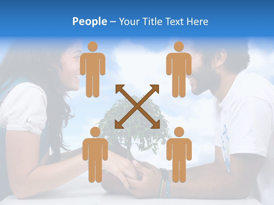 A Man And A Woman Holding A Bonsai Tree PowerPoint Template