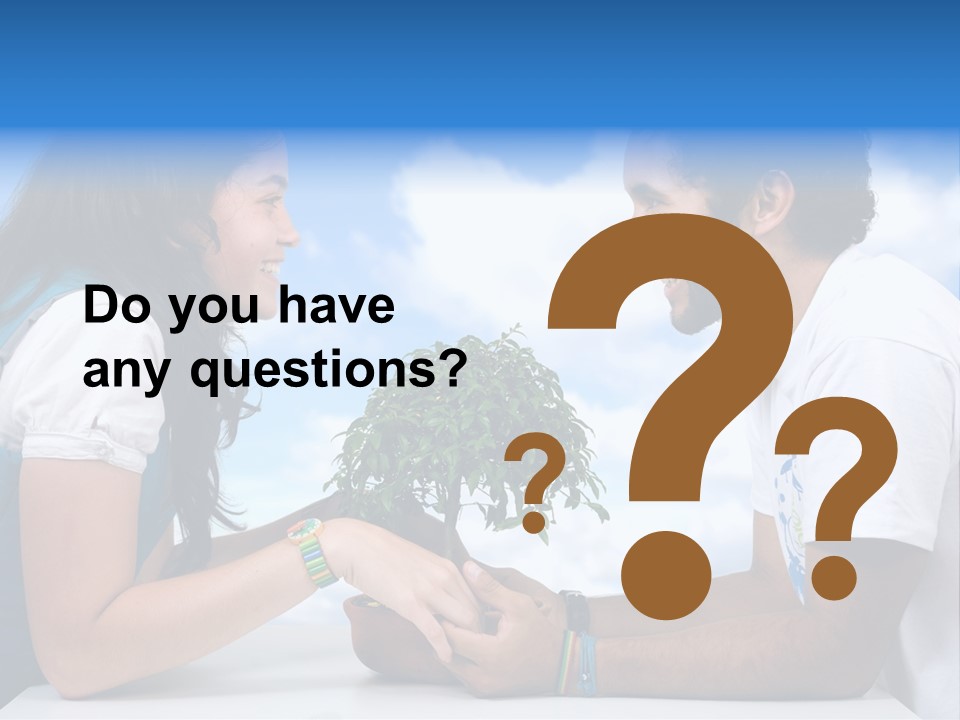 A Man And A Woman Holding A Bonsai Tree PowerPoint Template