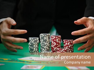 A Man In A Suit Is Playing Poker PowerPoint Template