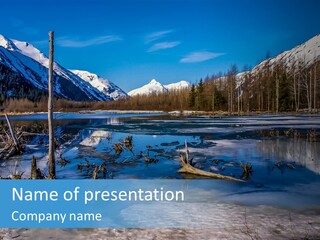 Mountain Landscape Dried Rock PowerPoint Template