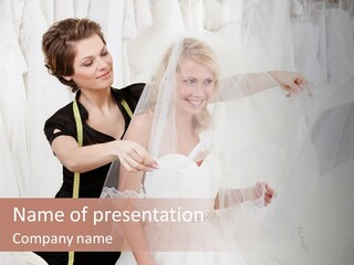 Designer Gown Caucasian PowerPoint Template
