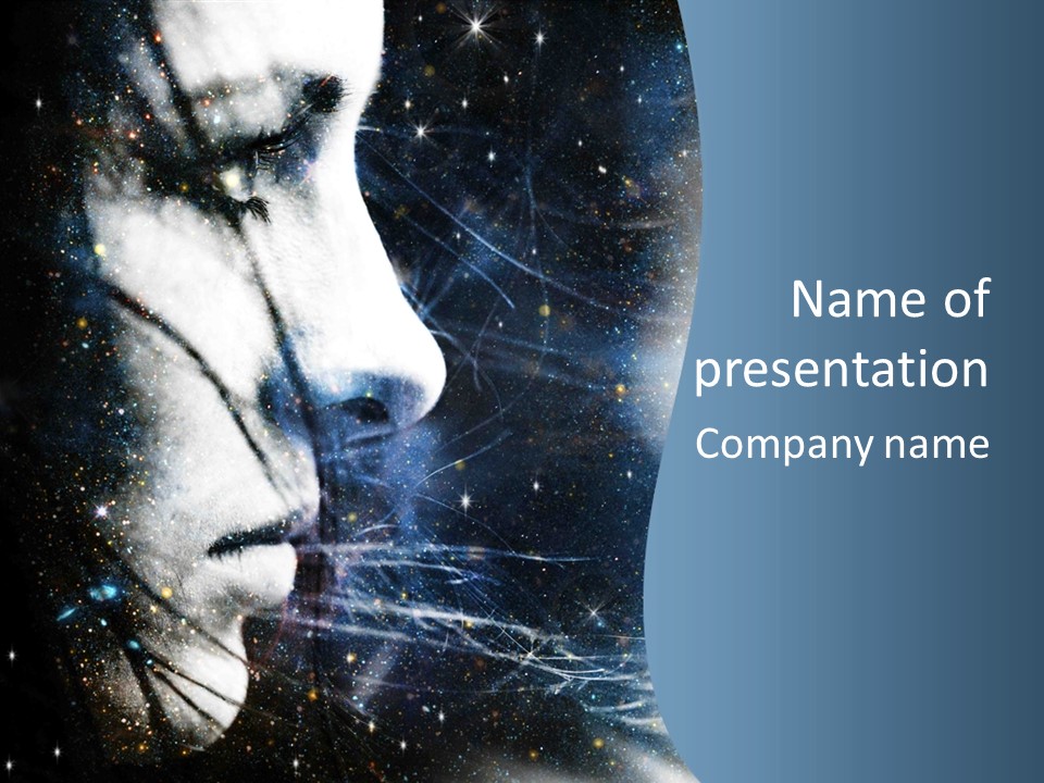 A Woman's Face With Stars In The Background PowerPoint Template