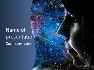 A Woman's Profile With Stars In The Background PowerPoint Template