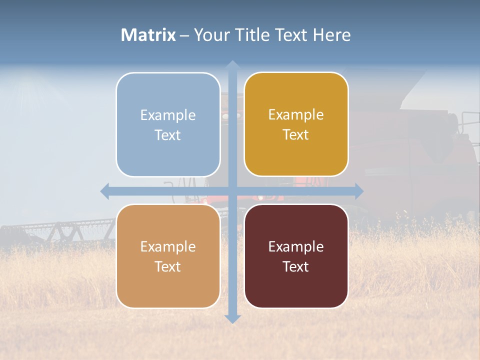 A Big Red Truck Is Driving Through A Field PowerPoint Template