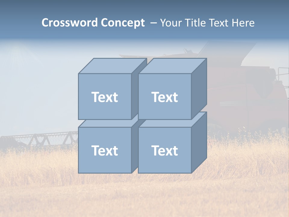 A Big Red Truck Is Driving Through A Field PowerPoint Template