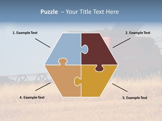 A Big Red Truck Is Driving Through A Field PowerPoint Template