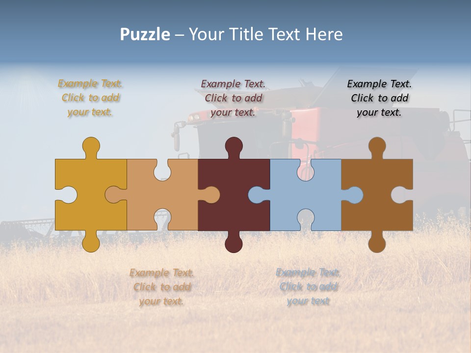 A Big Red Truck Is Driving Through A Field PowerPoint Template