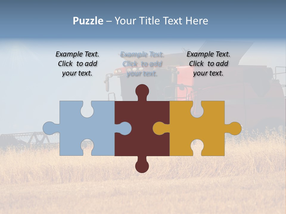 A Big Red Truck Is Driving Through A Field PowerPoint Template