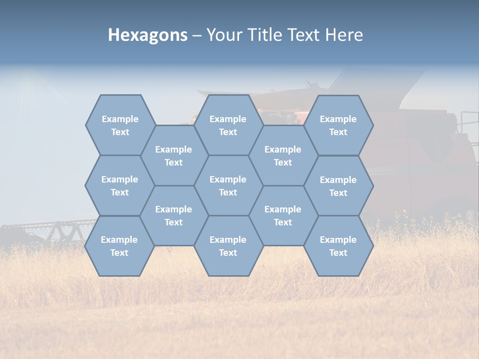 A Big Red Truck Is Driving Through A Field PowerPoint Template