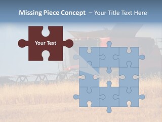 A Big Red Truck Is Driving Through A Field PowerPoint Template