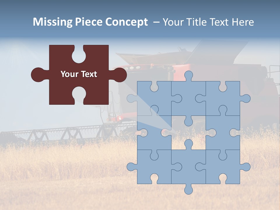 A Big Red Truck Is Driving Through A Field PowerPoint Template