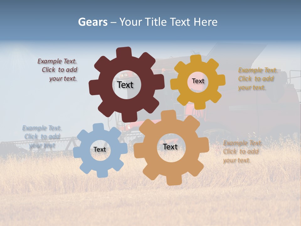 A Big Red Truck Is Driving Through A Field PowerPoint Template
