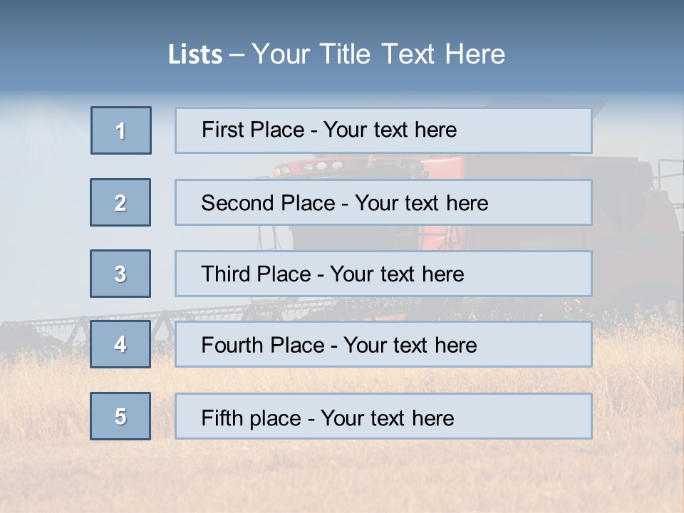 A Big Red Truck Is Driving Through A Field PowerPoint Template