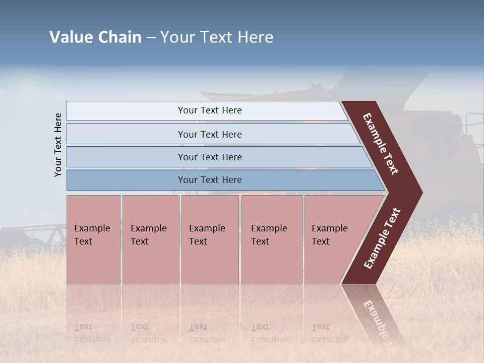 A Big Red Truck Is Driving Through A Field PowerPoint Template
