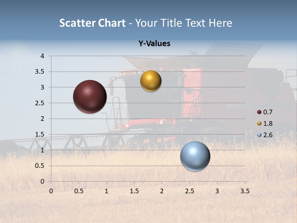 A Big Red Truck Is Driving Through A Field PowerPoint Template