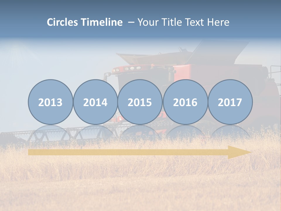 A Big Red Truck Is Driving Through A Field PowerPoint Template