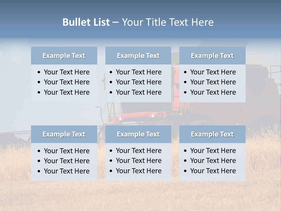 A Big Red Truck Is Driving Through A Field PowerPoint Template