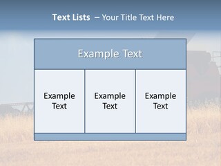 A Big Red Truck Is Driving Through A Field PowerPoint Template