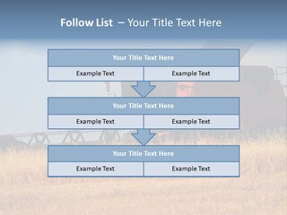 A Big Red Truck Is Driving Through A Field PowerPoint Template
