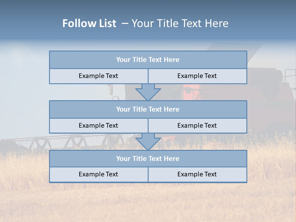 A Big Red Truck Is Driving Through A Field PowerPoint Template