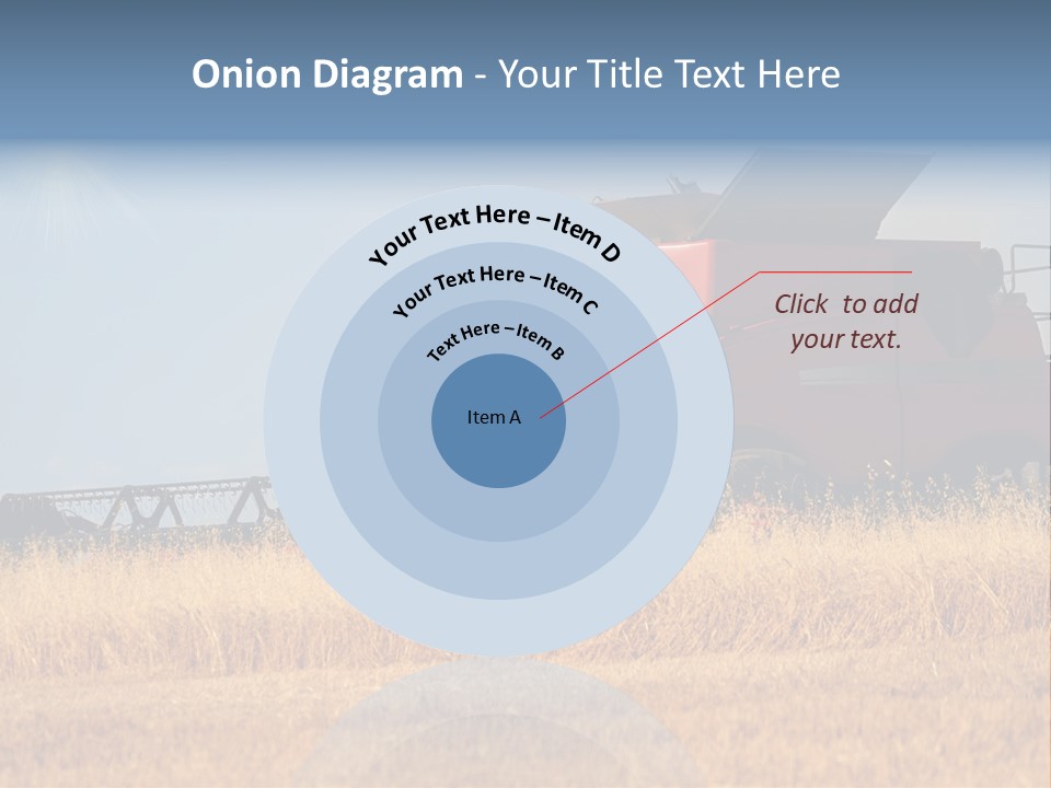 A Big Red Truck Is Driving Through A Field PowerPoint Template