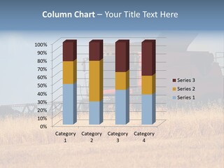 A Big Red Truck Is Driving Through A Field PowerPoint Template